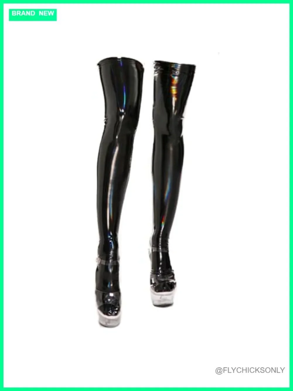 Shiny PU Thigh High Stockings Over Knee Elastic Shaping Socks